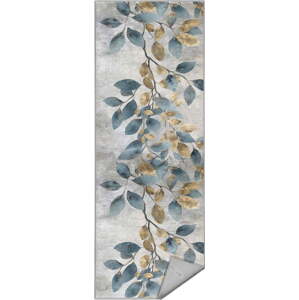Pratelný běhoun ve světle modré a zlaté barvě 80x200 cm Golden Leaves – Mila Home