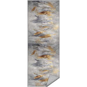 Pratelný běhoun v šedé a zlaté barvě 80x200 cm Golden Feathers – Mila Home