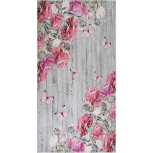 Růžovo-šedý pratelný koberec 80x150 cm Blooming Roses – Vitaus