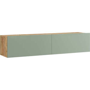 TV stolek v dekoru borovice v zeleno-přírodní barvě 140x29x32 cm – Kalune Design