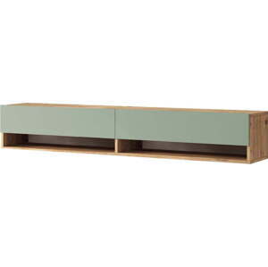 TV stolek v dekoru borovice v zeleno-přírodní barvě 180x29x32 cm – Kalune Design