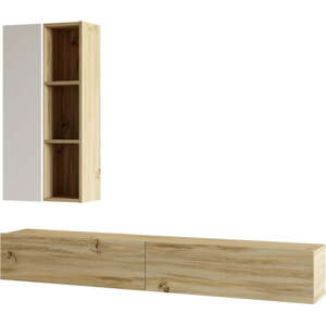TV stolek v dekoru dubu v bílo-přírodní barvě 175x25x27 cm – Kalune Design