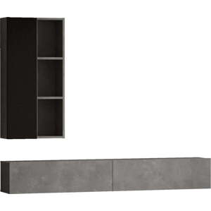 Černo-šedý TV stolek v dekoru betonu 175x25x27 cm – Kalune Design