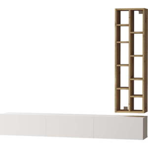 TV stolek v dekoru dubu v bílo-přírodní barvě 175x25x27 cm – Kalune Design