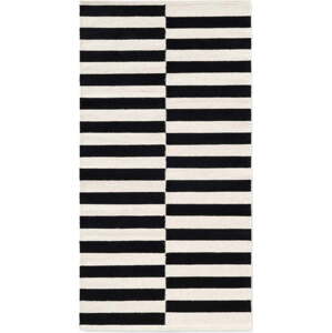 Černo-bílý oboustranný ručně tkaný vlněný koberec 80x150 cm Donna – Hanse Home