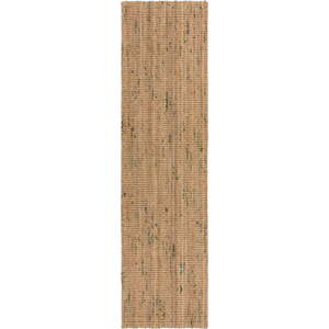 Oboustranný ručně tkaný jutový běhoun v zeleno-přírodní barvě 60x230 cm Jute Boucle Green – Flair Rugs