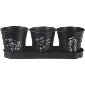 Kovové květináče na bylinky v sadě 3 ks ø 11 cm Black – Orion