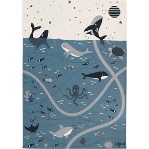 Modro-krémový dětský hrací koberec 123x180 cm Little Deep Blue – Nattiot