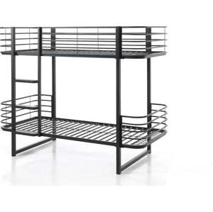 Černá kovová patrová dětská postel s roštem 90x200 cm Oscar – Vipack