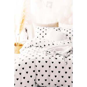Bílé prodloužené povlečení na jednolůžko z bavlny Renforcé s prostěradlem/3dílné 160x220 cm Mini Hearts – Mila Home