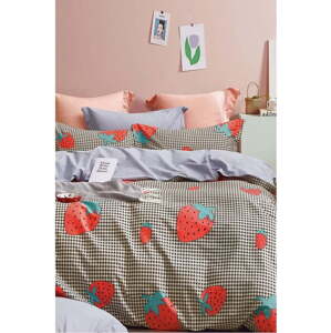 Prodloužené povlečení na jednolůžko z bavlny Renforcé s prostěradlem/3dílné 160x220 cm Strawberry – Mila Home