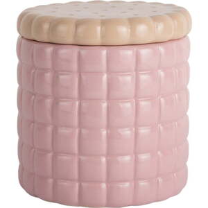Světle růžový dekorativní keramický úložný box ø 14x15 cm Biscuit Box – PT LIVING
