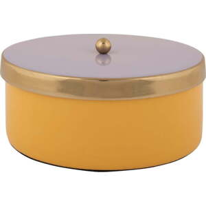 Žlutý dekorativní kovový úložný box ø 16x6 cm Double Funky – PT LIVING