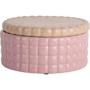 Světle růžový dekorativní keramický úložný box ø 20x10 cm Biscuit Box – PT LIVING