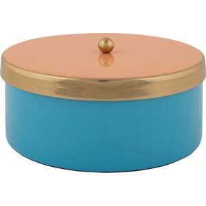 Modrý dekorativní kovový úložný box ø 16x6 cm Double Funky – PT LIVING
