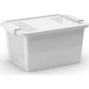 Bílý plastový úložný box s víkem 36,5x26x19 cm Bi-Box S – KIS