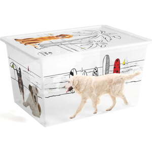Bílý plastový úložný box s víkem 55x39x31 cm C Box Style – KIS