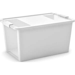 Bílý plastový úložný box s víkem 55x35x28 cm Bi-Box L – KIS
