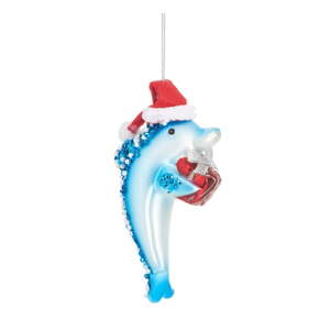 Skleněná ručně vyrobená vánoční ozdoba 12,5 cm Dolphin – Sass & Belle