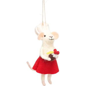 Vlněná ručně vyrobená vánoční ozdoba 14 cm Mary Baker Mouse – Sass & Belle