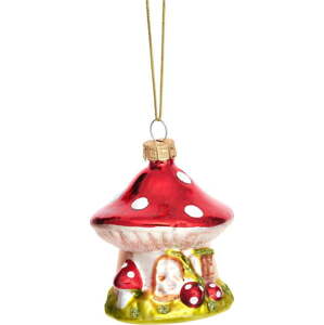 Skleněná ručně vyrobená vánoční ozdoba ø 6 cm Mushroom House – Sass & Belle