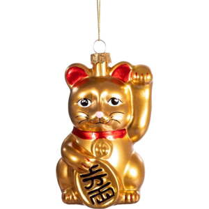 Skleněná ručně vyrobená vánoční ozdoba 11 cm Lucky Cat – Sass & Belle