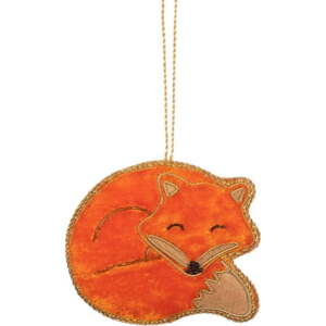 Textilní ručně vyrobená vánoční ozdoba 7 cm Sleeping Fox – Sass & Belle