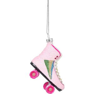 Skleněná ručně vyrobená vánoční ozdoba 8 cm Retro Rollerskate – Sass & Belle