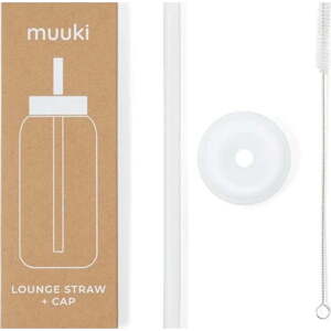 Silikonové brčko s čistícím kartáčkem/s víčkem Clear – Muuki