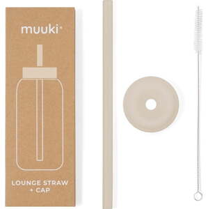 Silikonové brčko s čistícím kartáčkem/s víčkem Summer Sand – Muuki