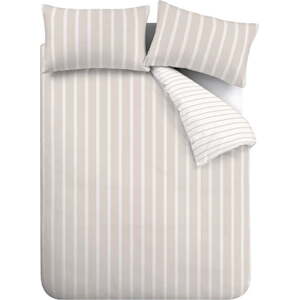 Béžové bavlněné povlečení na jednolůžko 135x200 cm Ashford Stripe – Bianca