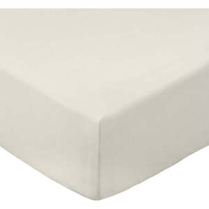Béžové napínací prostěradlo z bavlněného perkálu 185x200 cm Cotton Percale – Bianca