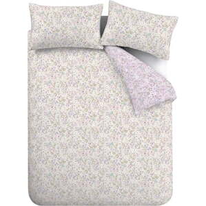Bavlněné prodloužené povlečení na dvoulůžko v levandulové a béžové barvě 230x220 cm Ditsy Floral – Bianca