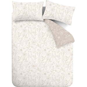 Béžové flanelové prodloužené povlečení na dvoulůžko 230x220 cm Floral Toile – Bianca
