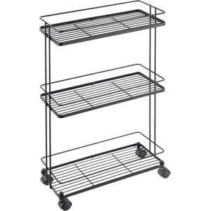 Matně černý ocelový pojízdný regál 38x62x16 cm Lava – Metaltex