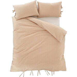 Prodloužené povlečení na dvoulůžko v terakotové barvě 230x220 cm Zanzibar Stripe – Pineapple Elephant