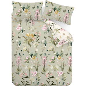 Světle zelené bavlněné prodloužené povlečení na dvoulůžko 230x220 cm Exotic Floral – RHS