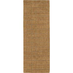 Okrově žlutý ručně tkaný vlněný běhoun 80x230 cm Mosaic Ochre – Lorena Canals