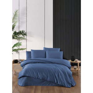 Modré damaškové povlečení na dvoulůžko/prodloužené s prostěradlem/4dílné 200x220 cm – Mila Home