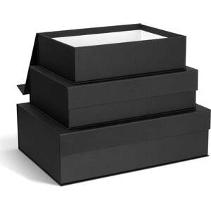 Tmavě šedé kartonové úložné boxy v sadě 3 ks s víkem/dekorativní 42,5x29,5x13 cm Kian Paper Laminate – Bigso