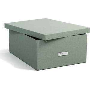 Kartonový úložný box zelenomodrý s víkem 34,5x45x18,5 cm Katrin Canvas Paper Laminate – Bigso