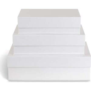 Bílé kartonové úložné boxy v sadě 3 ks s víkem/dekorativní 42,5x29,5x13 cm Kian Paper Laminate – Bigso