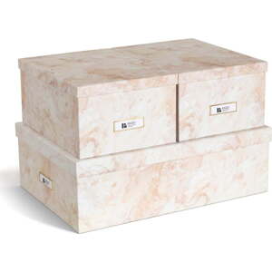 Béžové kartonové úložné boxy v sadě 3 ks s víkem/dekorativní 31x47x15,5 cm Inge Paper Laminate – Bigso