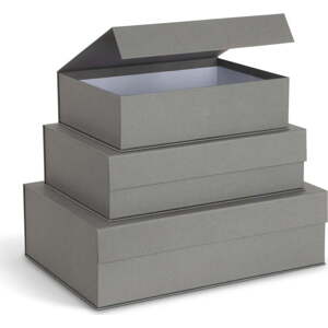 Šedé kartonové úložné boxy v sadě 3 ks s víkem/dekorativní 42,5x29,5x13 cm Kian Paper Laminate – Bigso
