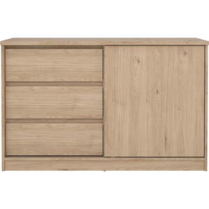 Komoda v dekoru dubu s posuvnými dveřmi v přírodní barvě 119x76x50 cm Naia – Tvilum