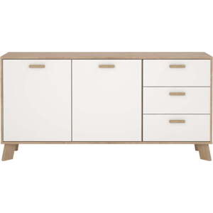 Bílá/v přírodní barvě komoda v dekoru dubu 147x73x39 cm Ikast – Tvilum