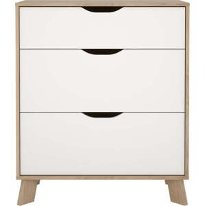 Bílá/v přírodní barvě komoda v dekoru dubu 79x92x40 cm Ikast – Tvilum