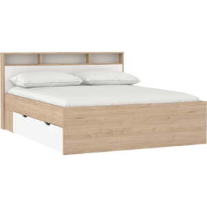 Dvoulůžková postel v dekoru dubu s úložným prostorem bez roštu 160x200 cm v přírodní barvě Ikast – Tvilum