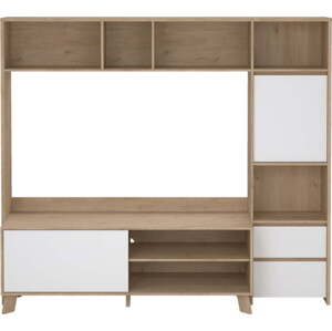 Bílá/v přírodní barvě TV sestava v dekoru dubu 209x183x48 cm Next – Tvilum
