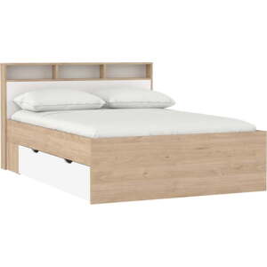 Dvoulůžková postel v dekoru dubu s úložným prostorem bez roštu 140x200 cm v přírodní barvě Ikast – Tvilum